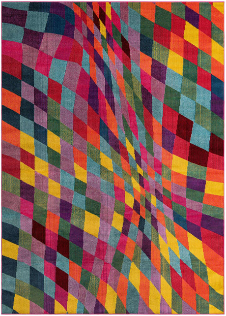 Multicolor 8' x 11' Estrella Rectangle Area Rug 100% Polypropylene Non-Shedding Stain Resistant Carpet Colorful Modern Abstract Design Easy Clean for Home Decor for Sale at Rug Engine