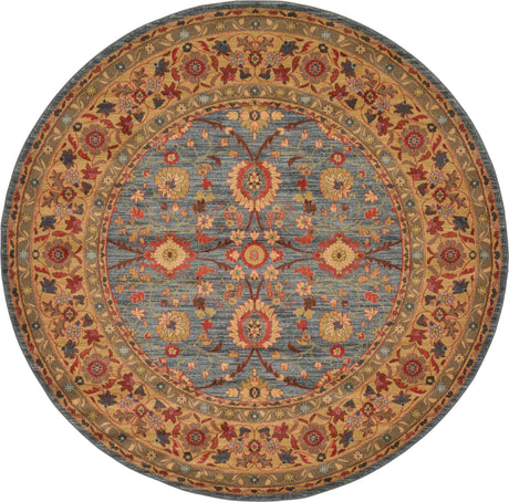 Blue 8' x 8' Edinburgh Round Area Rug 100% Polypropylene Easy Clean With Cotton Backing Traditional Classic Design Carpet for Living, Dining Room, Office for Sale at Rug Engine