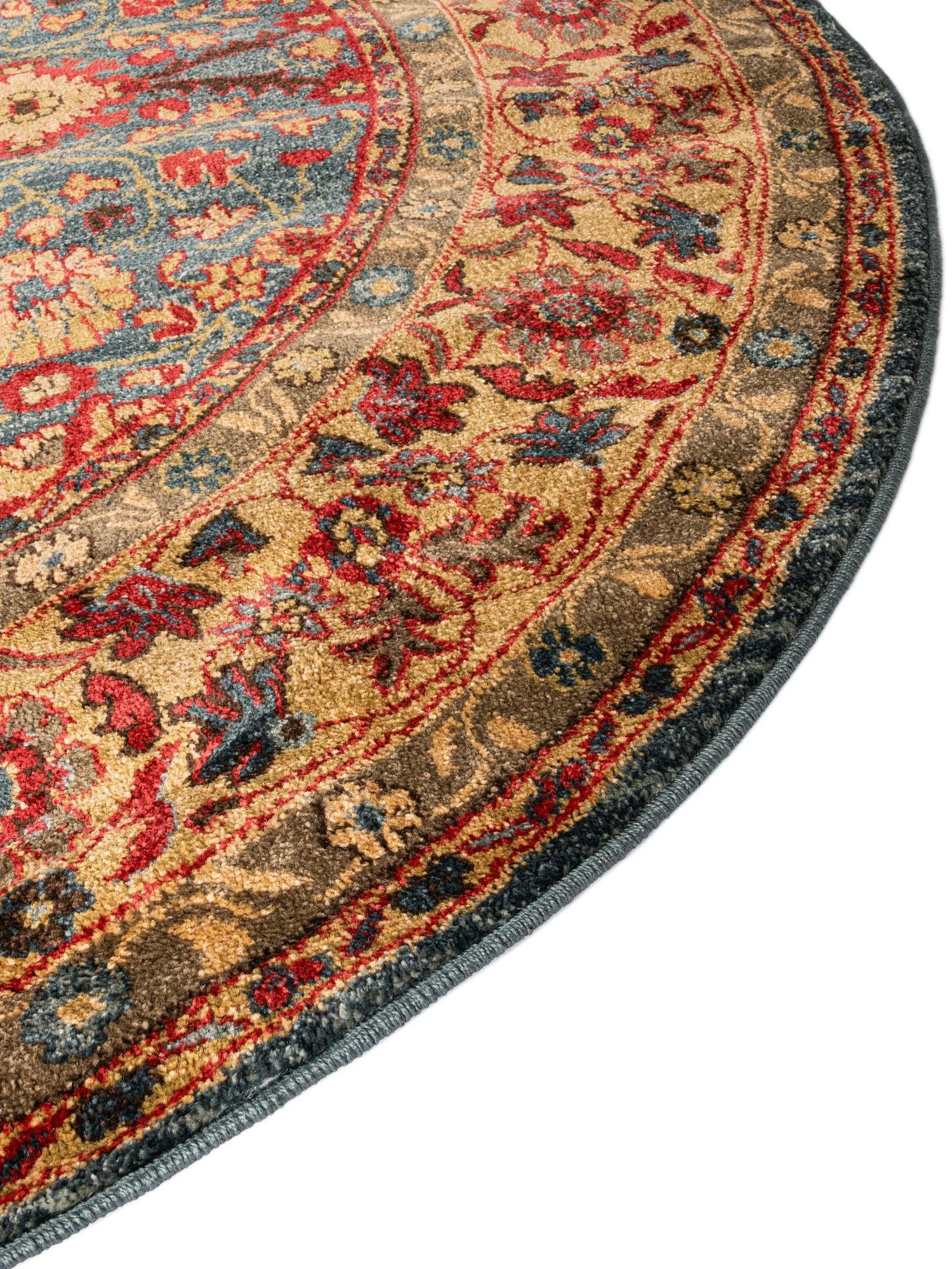 Blue 8' x 8' Edinburgh Round Area Rug 100% Polypropylene Easy Clean With Cotton Backing Traditional Classic Design Carpet for Living, Dining Room, Office for Sale at Rug Engine