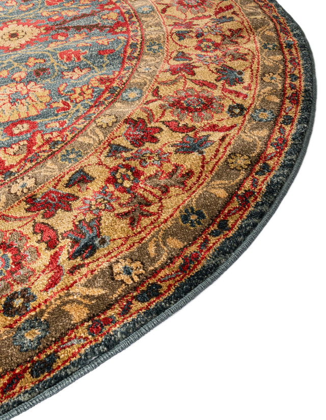 Blue 8' x 8' Edinburgh Round Area Rug 100% Polypropylene Easy Clean With Cotton Backing Traditional Classic Design Carpet for Living, Dining Room, Office for Sale at Rug Engine