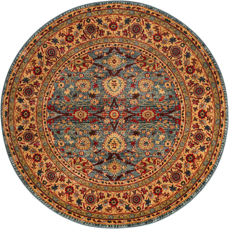 Blue 6' 1 x 6' 1 Edinburgh Round Area Rug 100% Polypropylene Easy Clean With Cotton Backing Traditional Classic Design Carpet for Living, Dining Room, Office for Sale at Rug Engine