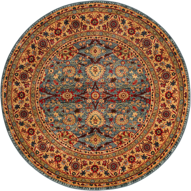Blue 6' 1 x 6' 1 Edinburgh Round Area Rug 100% Polypropylene Easy Clean With Cotton Backing Traditional Classic Design Carpet for Living, Dining Room, Office for Sale at Rug Engine