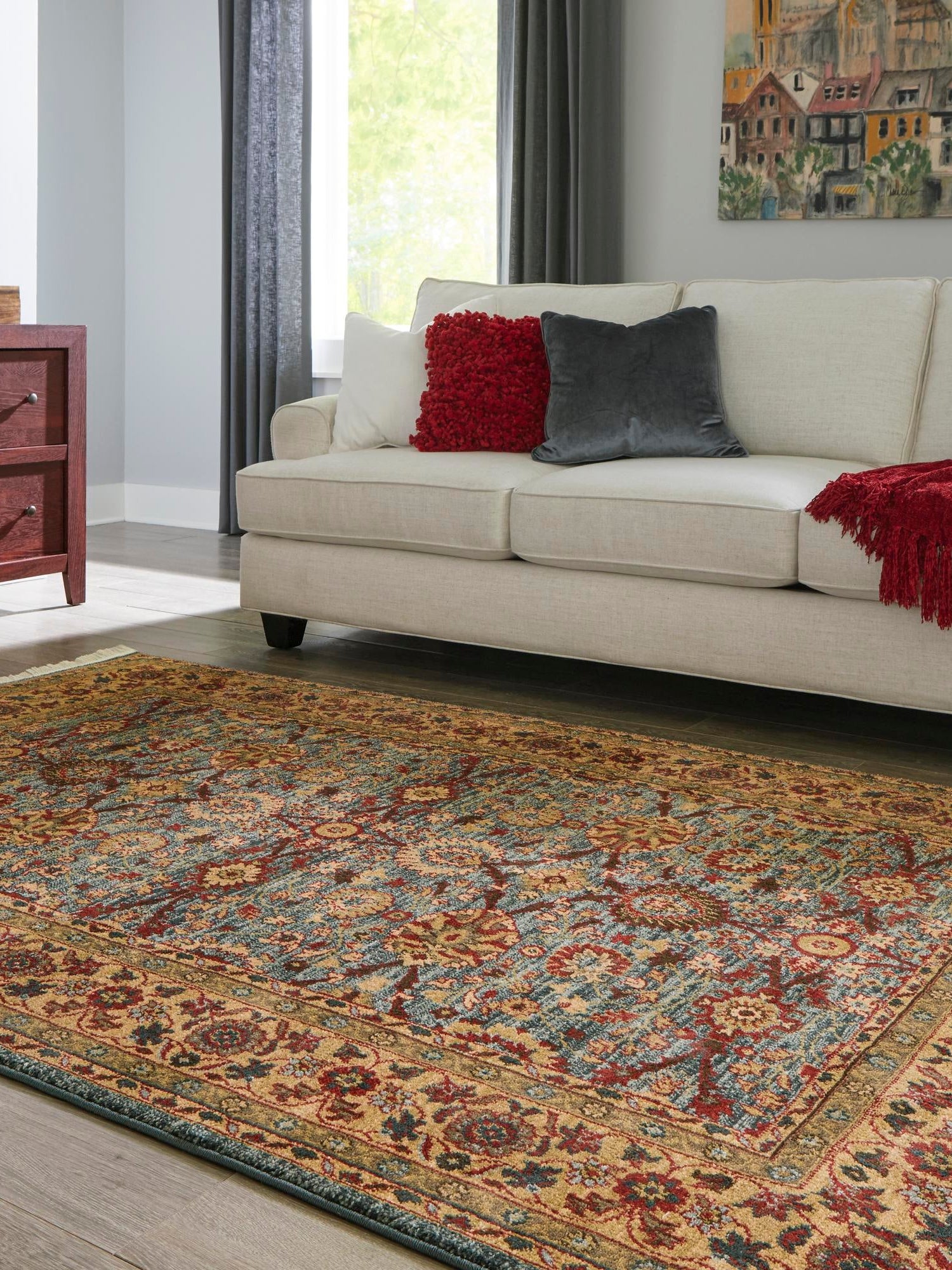 Blue 3' 1 x 5' 3 Edinburgh Rectangle Area Rug 100% Polypropylene Easy Clean With Cotton Backing Traditional Classic Design Carpet for Living, Dining Room, Office for Sale at Rug Engine