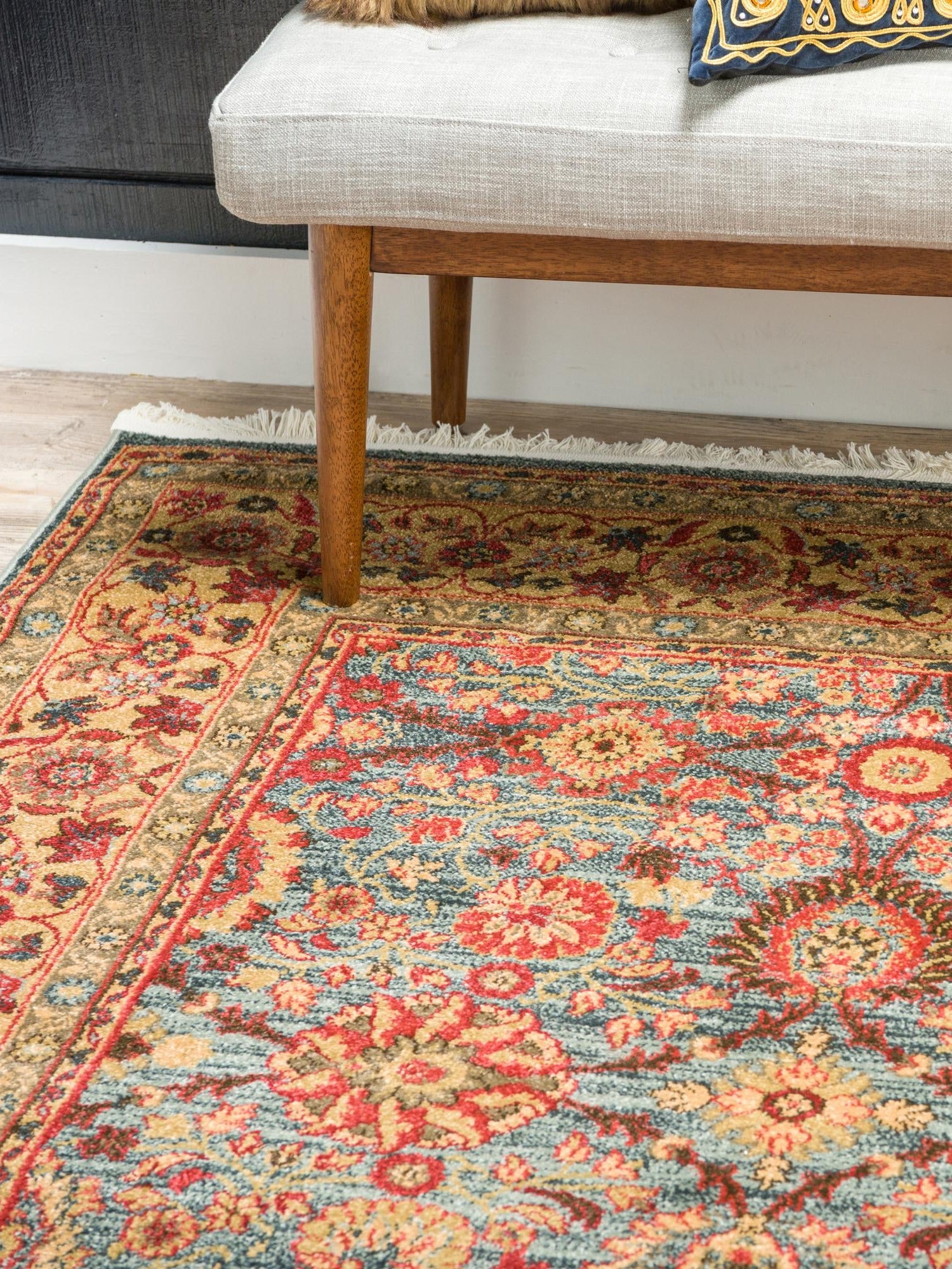 Blue 7' 1 x 10' Edinburgh Rectangle Area Rug 100% Polypropylene Easy Clean With Cotton Backing Traditional Classic Design Carpet for Living, Dining Room, Office for Sale at Rug Engine