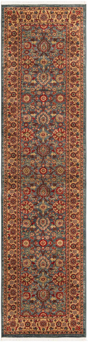 Blue 2' 7 x 10' Edinburgh Runner Area Rug 100% Polypropylene Easy Clean With Cotton Backing Traditional Classic Design Carpet for Living, Dining Room, Office for Sale at Rug Engine