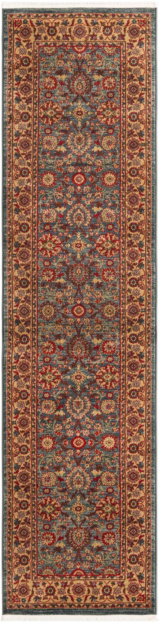 Blue 2' 7 x 10' Edinburgh Runner Area Rug 100% Polypropylene Easy Clean With Cotton Backing Traditional Classic Design Carpet for Living, Dining Room, Office for Sale at Rug Engine