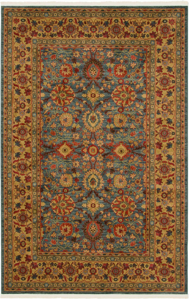 Blue 6' 1 x 9' Edinburgh Rectangle Area Rug 100% Polypropylene Easy Clean With Cotton Backing Traditional Classic Design Carpet for Living, Dining Room, Office for Sale at Rug Engine