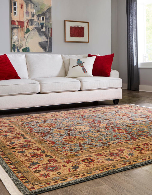 Blue 8' x 8' Edinburgh Square Area Rug 100% Polypropylene Easy Clean With Cotton Backing Traditional Classic Design Carpet for Living, Dining Room, Office for Sale at Rug Engine