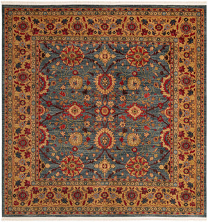 Blue 8' x 8' Edinburgh Square Area Rug 100% Polypropylene Easy Clean With Cotton Backing Traditional Classic Design Carpet for Living, Dining Room, Office for Sale at Rug Engine