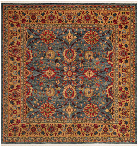 Blue 8' x 8' Edinburgh Square Area Rug 100% Polypropylene Easy Clean With Cotton Backing Traditional Classic Design Carpet for Living, Dining Room, Office for Sale at Rug Engine