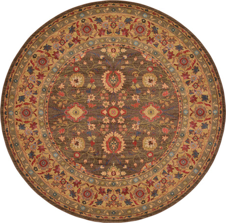 Light Brown 8' x 8' Edinburgh Round Area Rug 100% Polypropylene Easy Clean With Cotton Backing Traditional Classic Design Carpet for Living, Dining Room, Office for Sale at Rug Engine