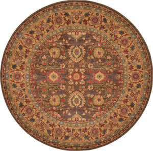 Light Brown 6' 1 x 6' 1 Edinburgh Round Area Rug 100% Polypropylene Easy Clean With Cotton Backing Traditional Classic Design Carpet for Living, Dining Room, Office for Sale at Rug Engine