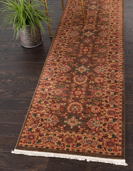 Light Brown 2' 7 x 10' Edinburgh Runner Area Rug 100% Polypropylene Easy Clean With Cotton Backing Traditional Classic Design Carpet for Living, Dining Room, Office for Sale at Rug Engine