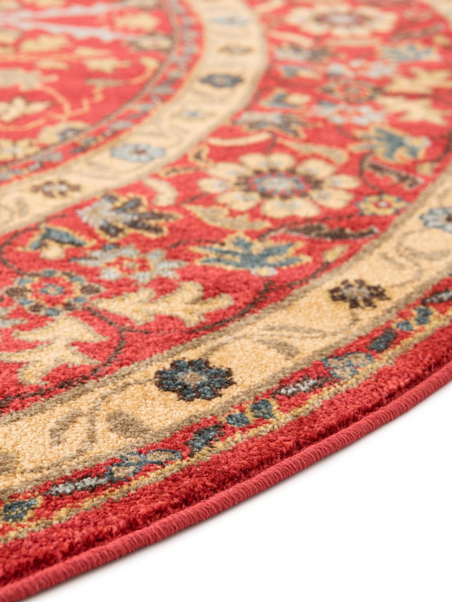 Red 6' 1 x 6' 1 Edinburgh Round Area Rug 100% Polypropylene Easy Clean With Cotton Backing Traditional Classic Design Carpet for Living, Dining Room, Office for Sale at Rug Engine