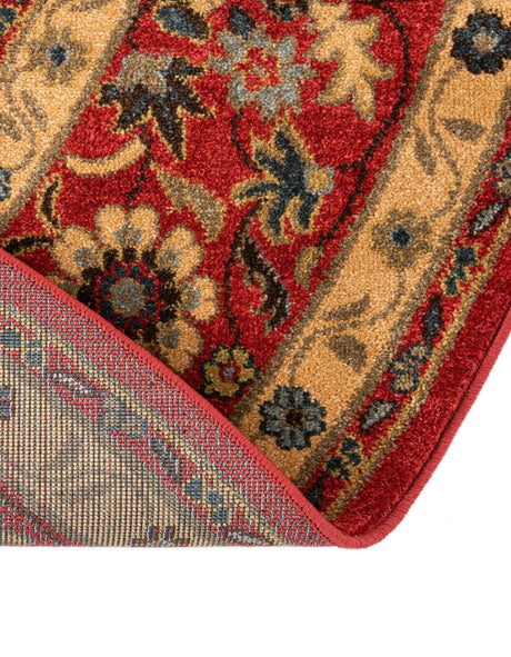 Red 6' 1 x 6' 1 Edinburgh Round Area Rug 100% Polypropylene Easy Clean With Cotton Backing Traditional Classic Design Carpet for Living, Dining Room, Office for Sale at Rug Engine