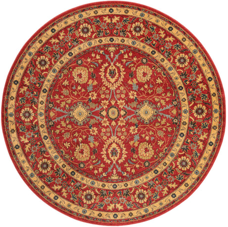 Red 6' 1 x 6' 1 Edinburgh Round Area Rug 100% Polypropylene Easy Clean With Cotton Backing Traditional Classic Design Carpet for Living, Dining Room, Office for Sale at Rug Engine