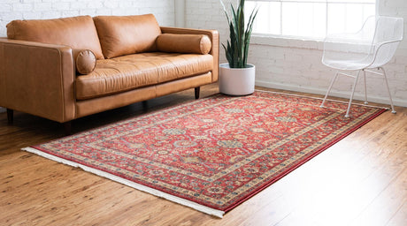 Red 5' 1 x 8' Edinburgh Rectangle Area Rug 100% Polypropylene Easy Clean With Cotton Backing Traditional Classic Design Carpet for Living, Dining Room, Office for Sale at Rug Engine