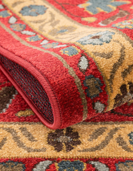 Red 7' 1 x 10' Edinburgh Rectangle Area Rug 100% Polypropylene Easy Clean With Cotton Backing Traditional Classic Design Carpet for Living, Dining Room, Office for Sale at Rug Engine