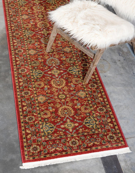 Red 2' 7 x 10' Edinburgh Runner Area Rug 100% Polypropylene Easy Clean With Cotton Backing Traditional Classic Design Carpet for Living, Dining Room, Office for Sale at Rug Engine