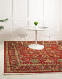 Red 8' x 8' Edinburgh Square Area Rug 100% Polypropylene Easy Clean With Cotton Backing Traditional Classic Design Carpet for Living, Dining Room, Office for Sale at Rug Engine