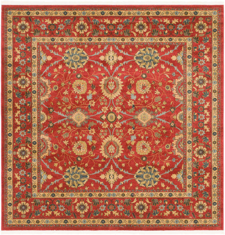Red 8' x 8' Edinburgh Square Area Rug 100% Polypropylene Easy Clean With Cotton Backing Traditional Classic Design Carpet for Living, Dining Room, Office for Sale at Rug Engine