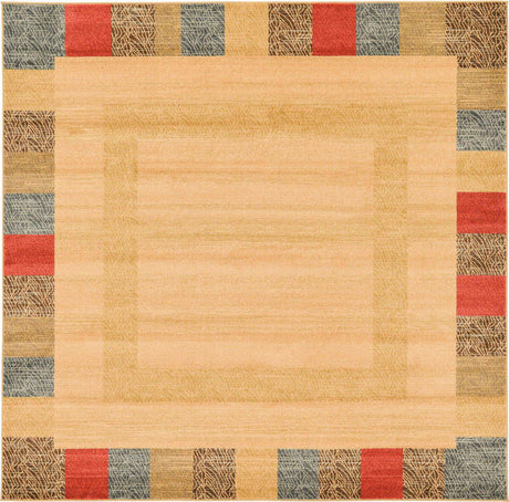 Beige 8' x 8' Fars Square Area Rug 100% Polypropylene Unique Traditional Carpet for Classical Living, Dining Room & Office Spaces for Sale at Rug Engine