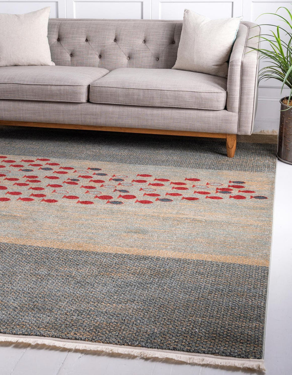 Blue 8' x 8' Fars Square Rug – Rug Engine