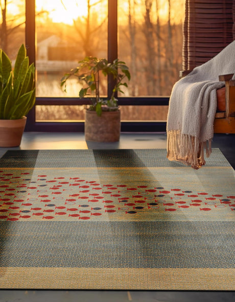 Blue 6' 1 x 6' 1 Fars Square Area Rug 100% Polypropylene Unique Traditional Carpet for Classical Living, Dining Room & Office Spaces for Sale at Rug Engine