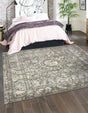 Gray 7' 10 x 7' 10 La Jolla Square Area Rug 100% Polypropylene Traditional Pattern Easy Clean Carpet for Living, Dining, Bedroom, Office for Sale at Rug Engine