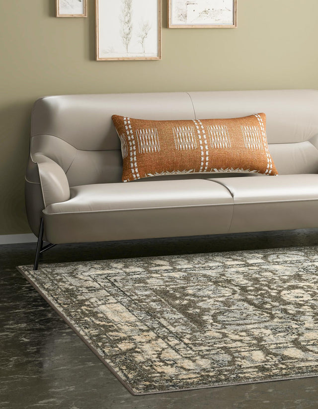 Gray 6' 1 x 6' 1 La Jolla Square Area Rug 100% Polypropylene Traditional Pattern Easy Clean Carpet for Living, Dining, Bedroom, Office for Sale at Rug Engine