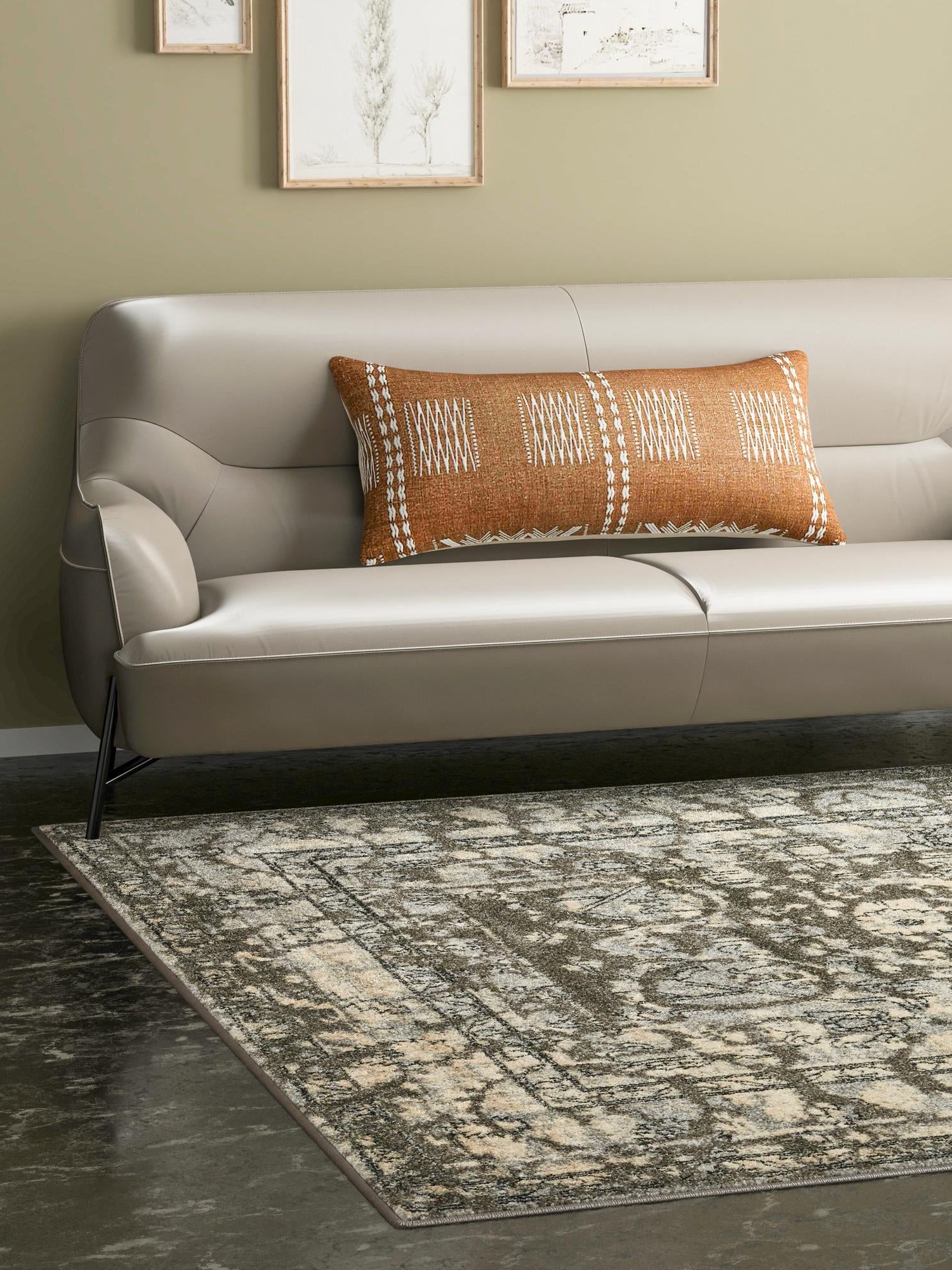 Gray 7' 10 x 7' 10 La Jolla Square Area Rug 100% Polypropylene Traditional Pattern Easy Clean Carpet for Living, Dining, Bedroom, Office for Sale at Rug Engine