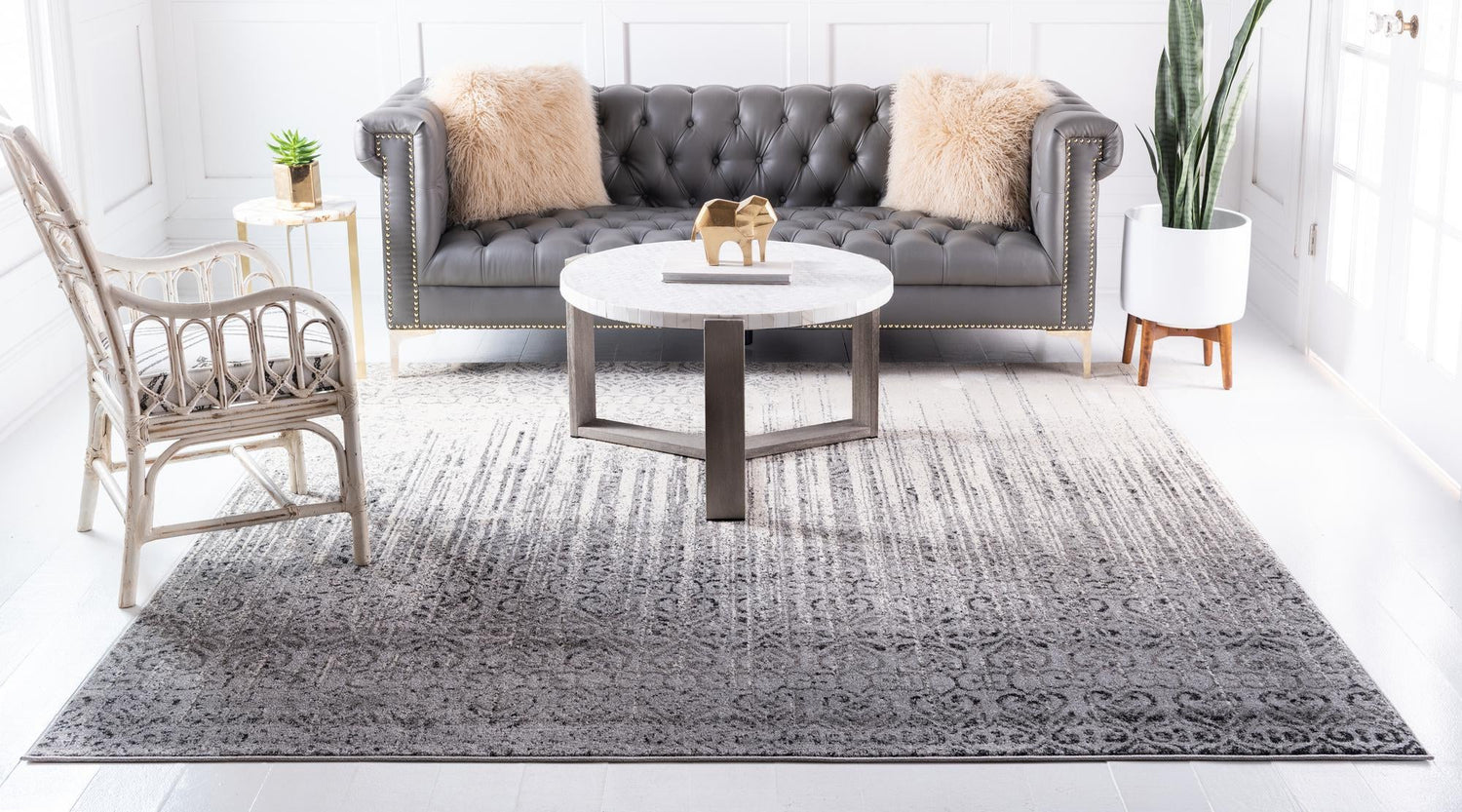Gray 7' 10 x 7' 10 Del Mar Square Area Rug 100% Polypropylene Easy Clean Stain Resistant Vivid Modern Carpet Mat for Home Decor Interior Designing for Sale at Rug Engine