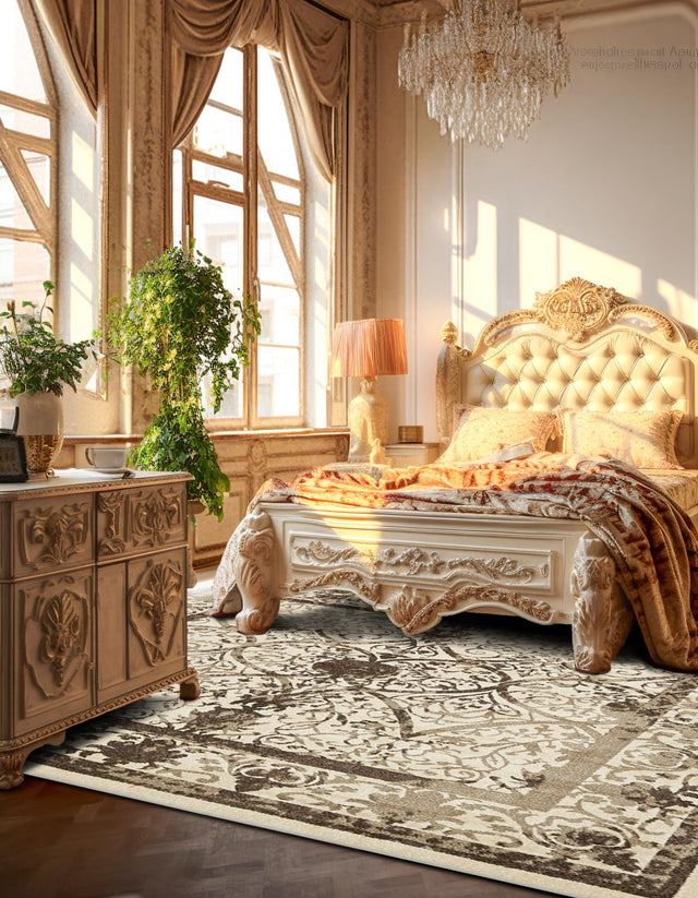 Beige 10' x 10' La Jolla Square Area Rug 100% Polypropylene Traditional Pattern Easy Clean Carpet for Living, Dining, Bedroom, Office for Sale at Rug Engine