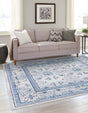 Ivory Blue 10' x 10' La Jolla Square Area Rug 100% Polypropylene Traditional Pattern Easy Clean Carpet for Living, Dining, Bedroom, Office for Sale at Rug Engine