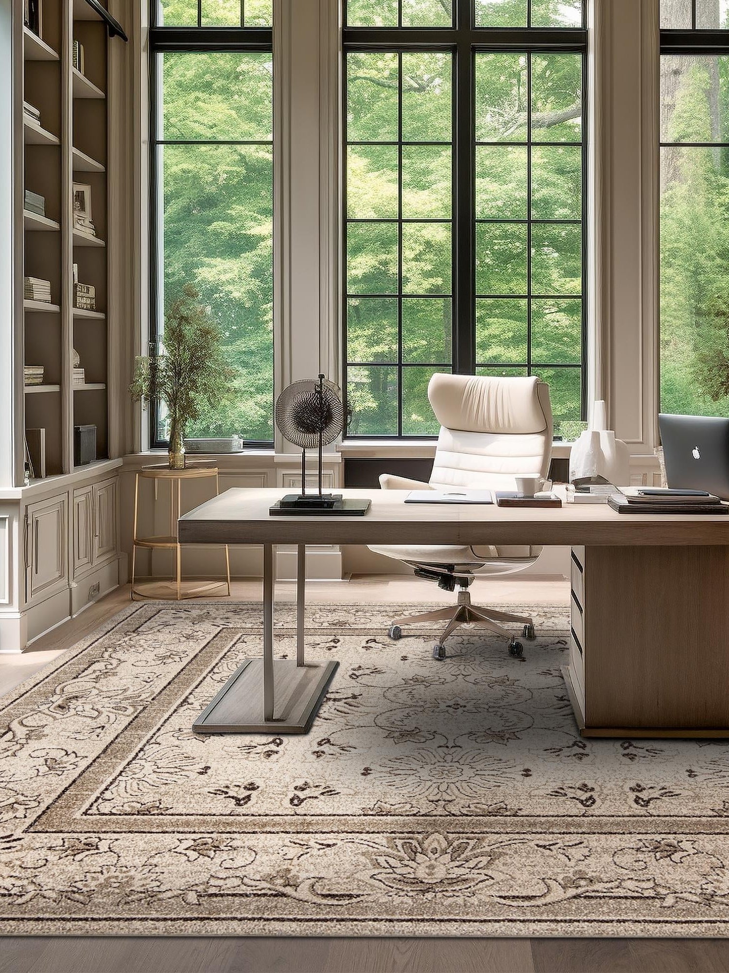 Ivory 10' x 10' La Jolla Square Area Rug 100% Polypropylene Traditional Pattern Easy Clean Carpet for Living, Dining, Bedroom, Office for Sale at Rug Engine
