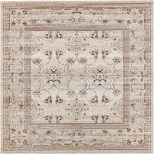 Ivory 7' 10 x 7' 10 La Jolla Square Area Rug 100% Polypropylene Traditional Pattern Easy Clean Carpet for Living, Dining, Bedroom, Office for Sale at Rug Engine