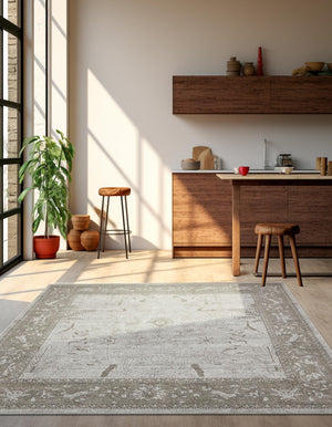 Light Gray 7' 10 x 7' 10 La Jolla Square Area Rug 100% Polypropylene Traditional Pattern Easy Clean Carpet for Living, Dining, Bedroom, Office for Sale at Rug Engine