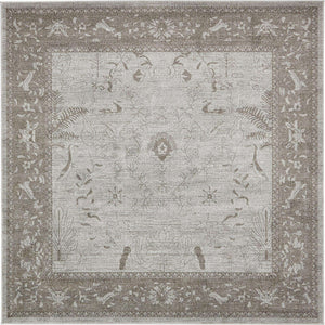 Light Gray 7' 10 x 7' 10 La Jolla Square Area Rug 100% Polypropylene Traditional Pattern Easy Clean Carpet for Living, Dining, Bedroom, Office for Sale at Rug Engine