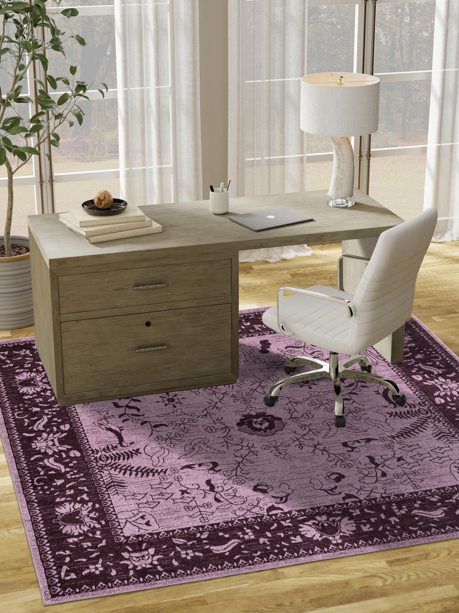 Purple 10' x 10' La Jolla Square Area Rug 100% Polypropylene Traditional Pattern Easy Clean Carpet for Living, Dining, Bedroom, Office for Sale at Rug Engine