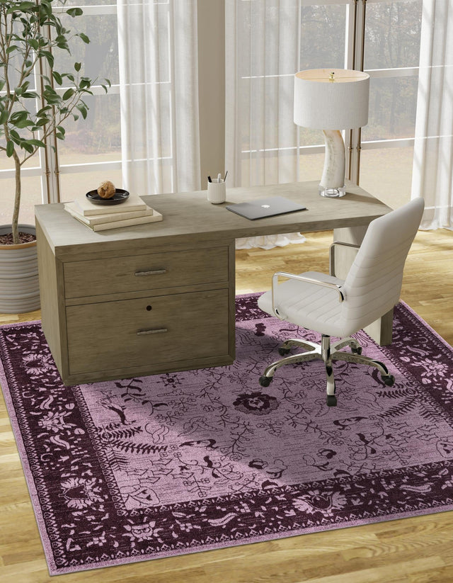 Purple 10' x 10' La Jolla Square Area Rug 100% Polypropylene Traditional Pattern Easy Clean Carpet for Living, Dining, Bedroom, Office for Sale at Rug Engine