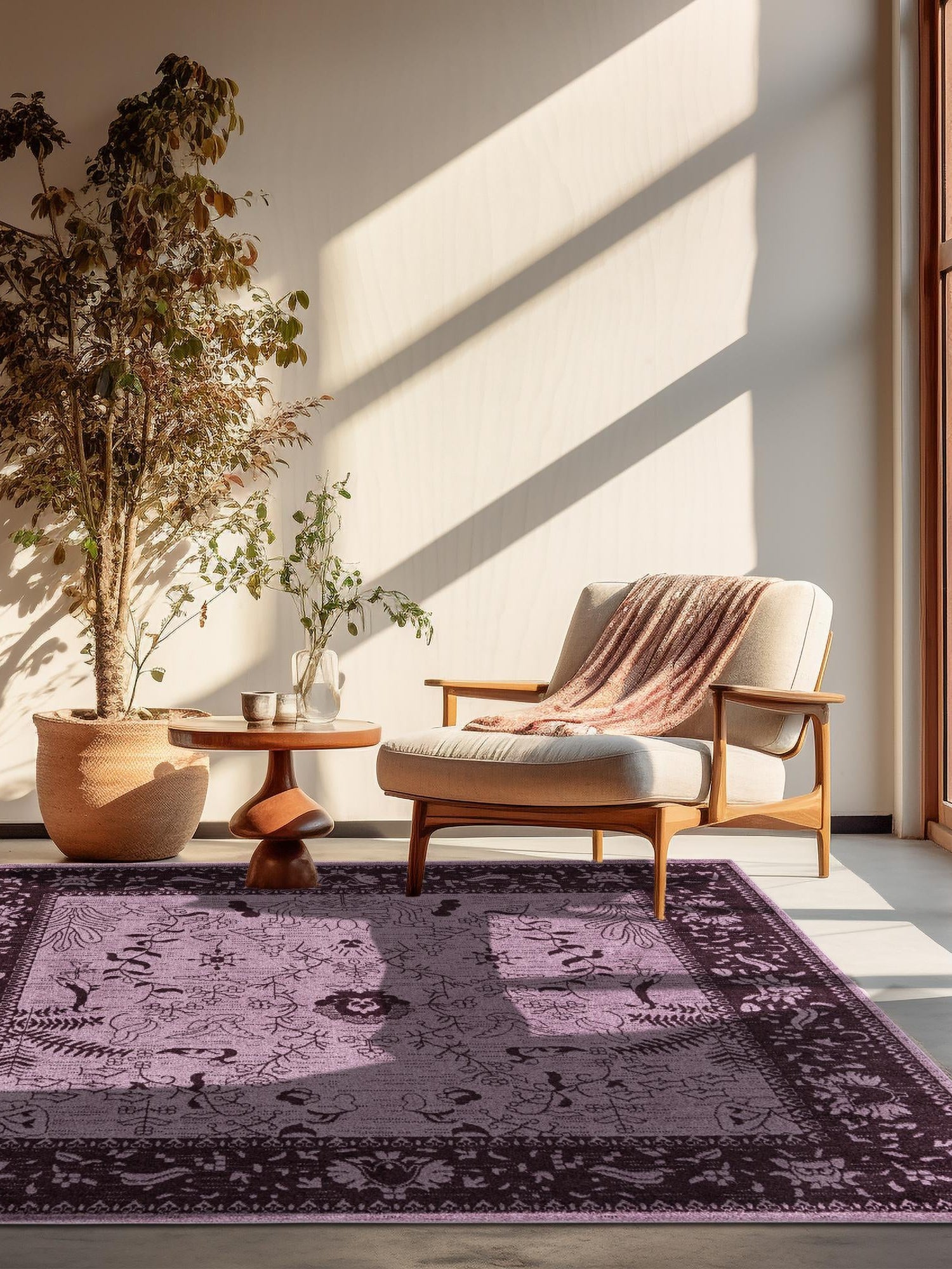 Purple 10' x 10' La Jolla Square Area Rug 100% Polypropylene Traditional Pattern Easy Clean Carpet for Living, Dining, Bedroom, Office for Sale at Rug Engine