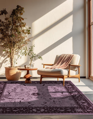 Purple 10' x 10' La Jolla Square Area Rug 100% Polypropylene Traditional Pattern Easy Clean Carpet for Living, Dining, Bedroom, Office for Sale at Rug Engine
