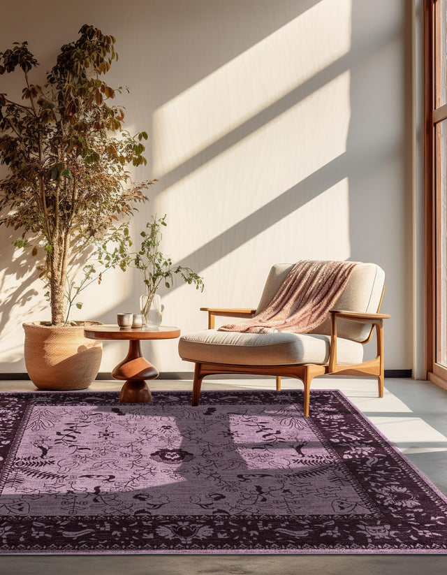 Purple 10' x 10' La Jolla Square Area Rug 100% Polypropylene Traditional Pattern Easy Clean Carpet for Living, Dining, Bedroom, Office for Sale at Rug Engine