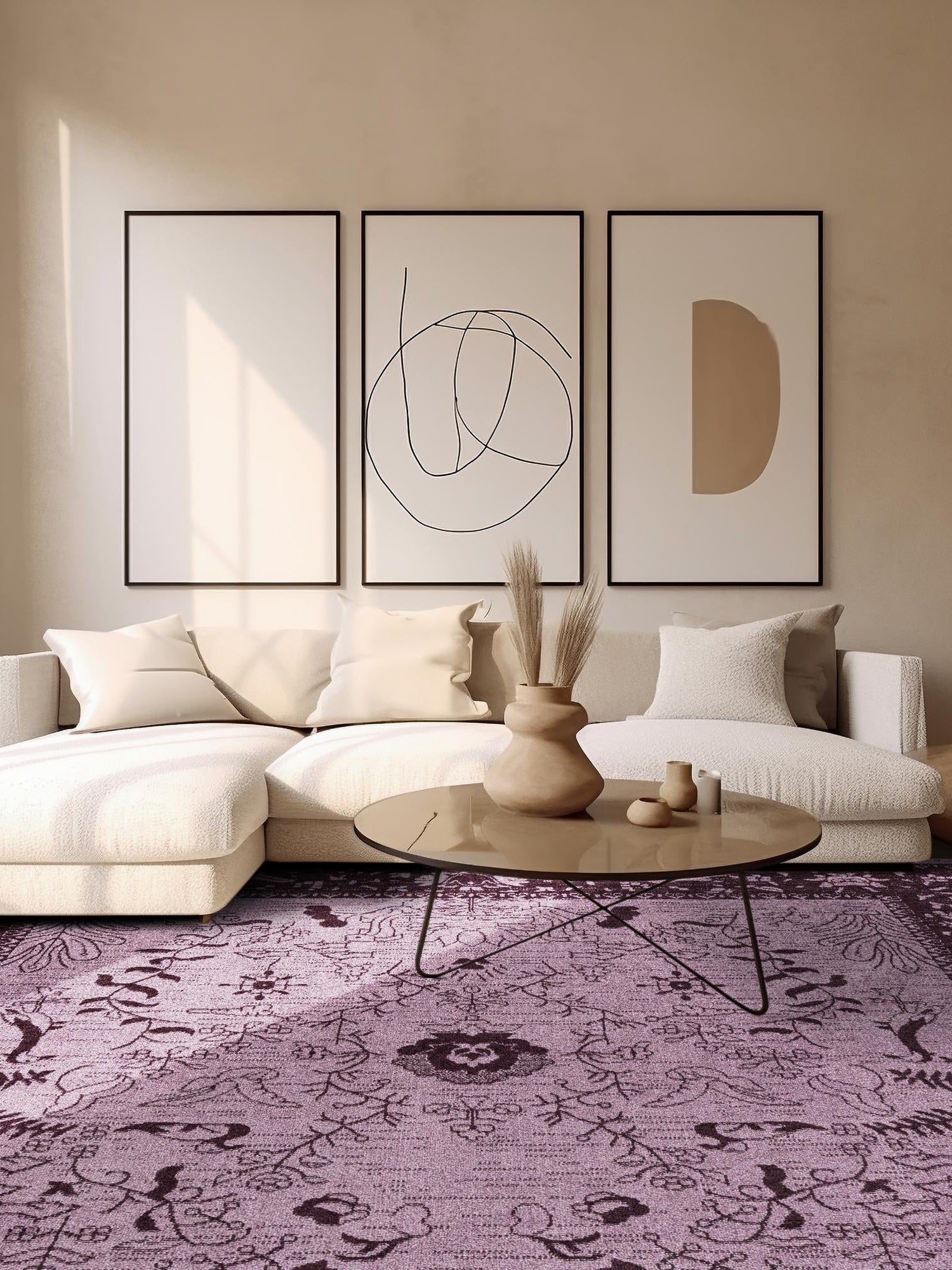 Purple 10' x 10' La Jolla Square Area Rug 100% Polypropylene Traditional Pattern Easy Clean Carpet for Living, Dining, Bedroom, Office for Sale at Rug Engine