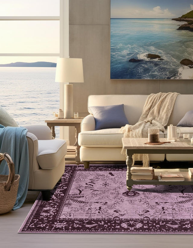 Purple 10' x 10' La Jolla Square Area Rug 100% Polypropylene Traditional Pattern Easy Clean Carpet for Living, Dining, Bedroom, Office for Sale at Rug Engine