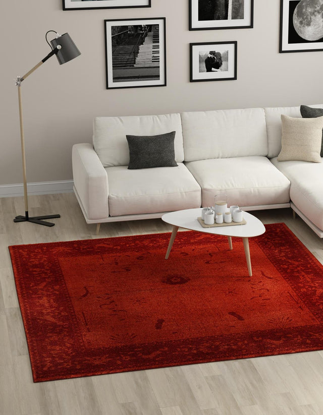 Rust Red 7' 10 x 7' 10 La Jolla Square Area Rug 100% Polypropylene Traditional Pattern Easy Clean Carpet for Living, Dining, Bedroom, Office for Sale at Rug Engine