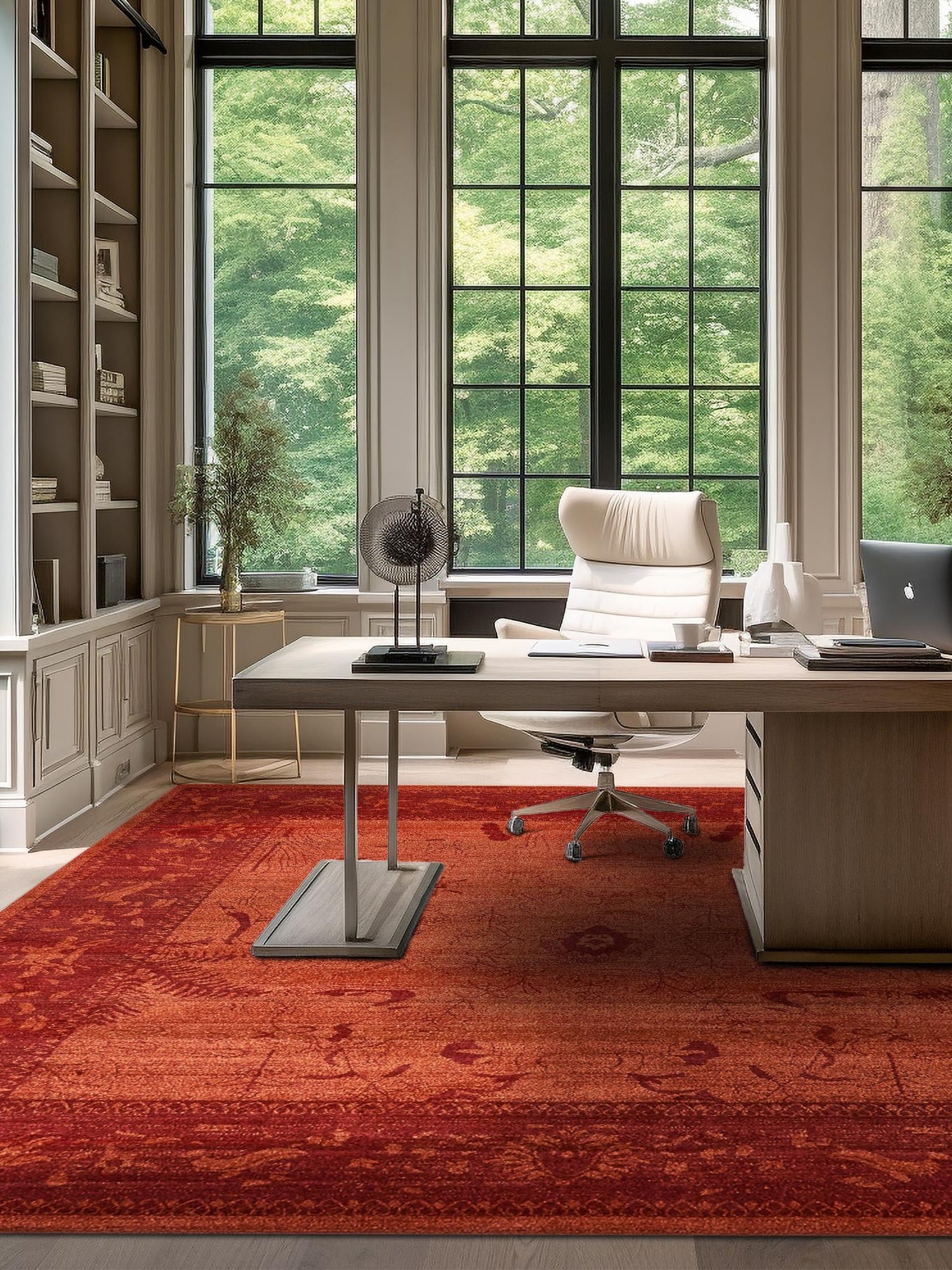 Rust Red 10' x 10' La Jolla Square Area Rug 100% Polypropylene Traditional Pattern Easy Clean Carpet for Living, Dining, Bedroom, Office for Sale at Rug Engine