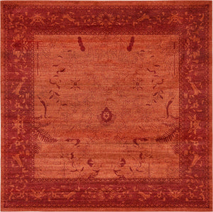 Rust Red 7' 10 x 7' 10 La Jolla Square Area Rug 100% Polypropylene Traditional Pattern Easy Clean Carpet for Living, Dining, Bedroom, Office for Sale at Rug Engine