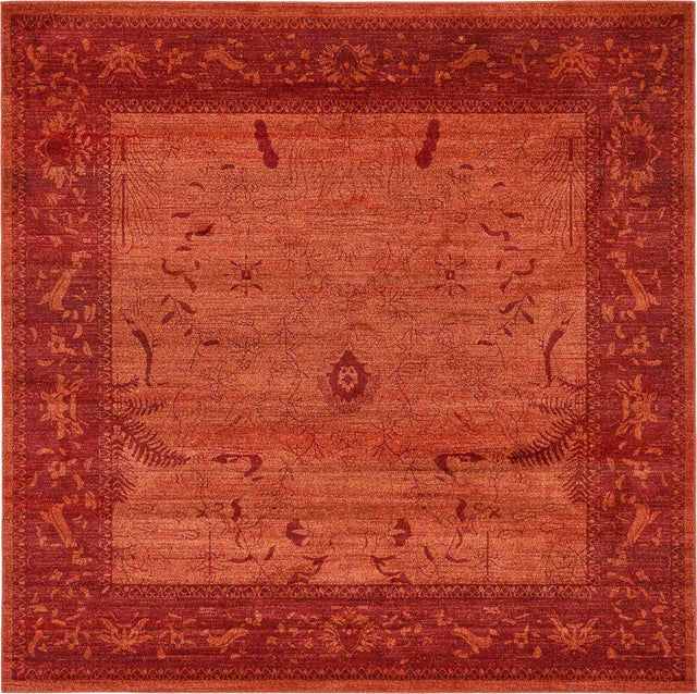 Rust Red 7' 10 x 7' 10 La Jolla Square Area Rug 100% Polypropylene Traditional Pattern Easy Clean Carpet for Living, Dining, Bedroom, Office for Sale at Rug Engine