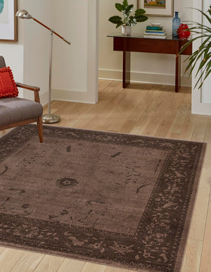 Brown 7' 10 x 7' 10 La Jolla Square Area Rug 100% Polypropylene Traditional Pattern Easy Clean Carpet for Living, Dining, Bedroom, Office for Sale at Rug Engine